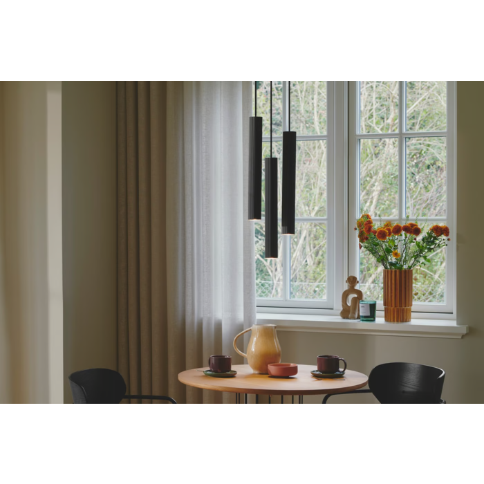 Elva -  3-Light Cluster Pendant – Scandinavian Black Fluted Ceiling Light for Dining Room or Staircase