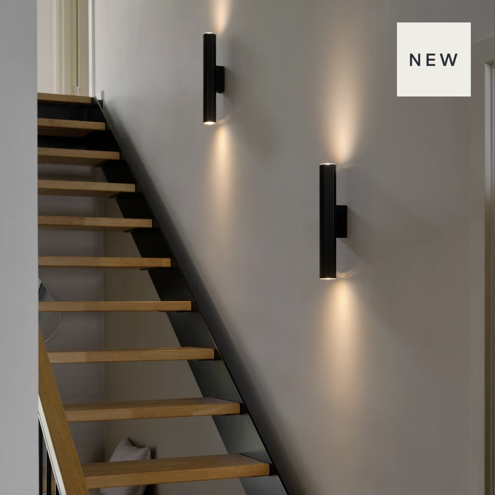 Elva Black Scandi Up and Down Wall Light Lightbox