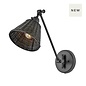 Wexley - Rattan Wall Light - Black Rattan & Matt Black Steel