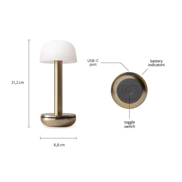 Noble Two - Rechargeable Cordless Table Lamp - High Gloss Cobalt Blue