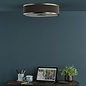 Alva  - Modern Flush Ceiling Light  - Antique Bronze and Brown Micropleat - 40cm