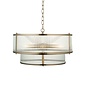 Morgan - Two Tiered Ribbed Glass Chandelier Pendant  - Antique Brass
