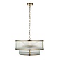 Morgan - Two Tiered Ribbed Glass Chandelier Pendant  - Antique Brass