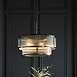 Morgan - Two Tiered Ribbed Glass Chandelier Pendant  - Antique Brass