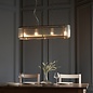 Morgan - Timeless Brass Linear Bar Pendant - Ribbed Glass