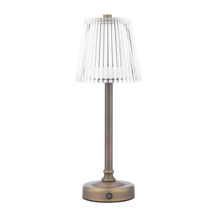 Rechargeable Cordless Table Lamp – Matt Antique Brass and Glass - Laura Ashley Callaghan.