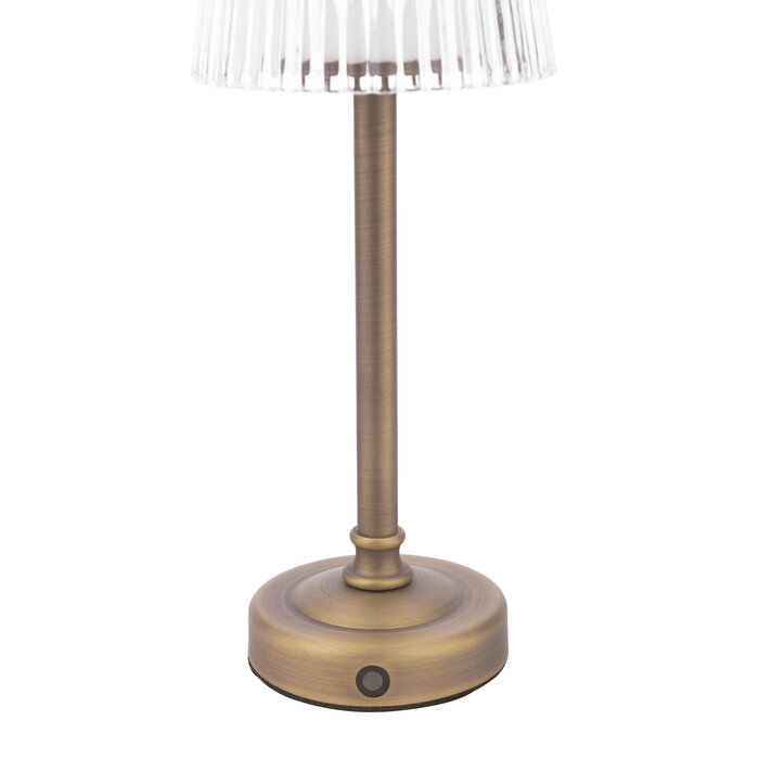 Rechargeable Cordless Table Lamp – Matt Antique Brass and Glass - Laura Ashley Callaghan.