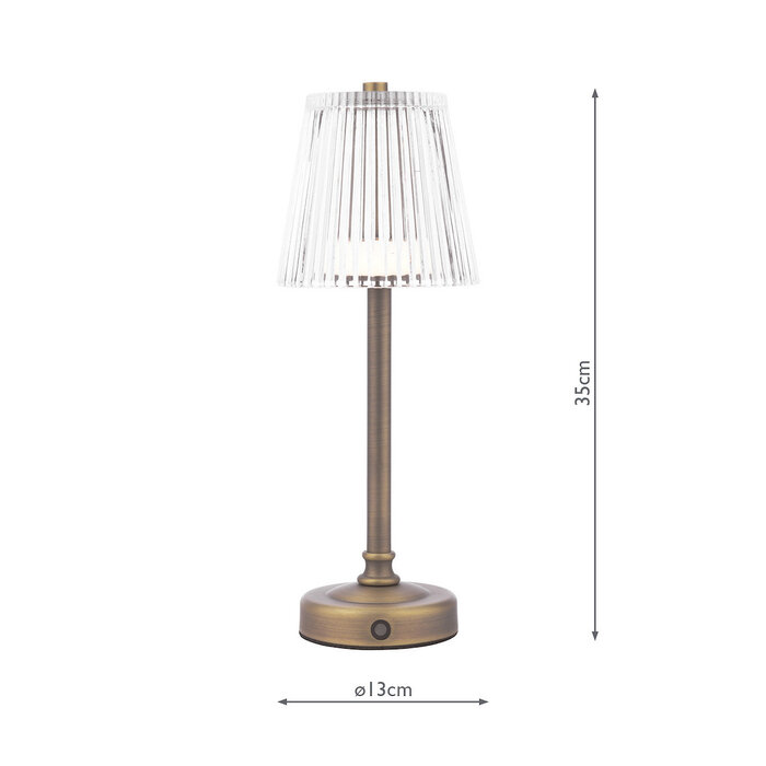 Rechargeable Cordless Table Lamp – Matt Antique Brass and Glass - Laura Ashley Callaghan.