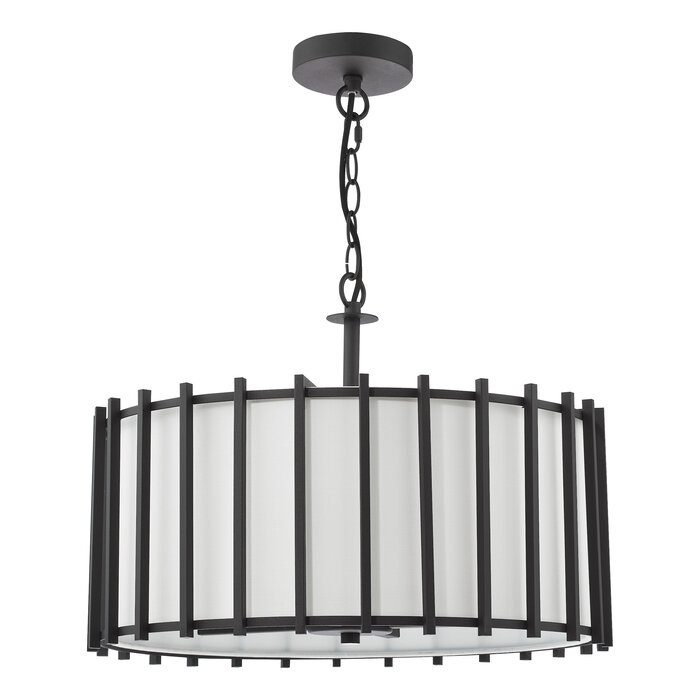 Nara - 4 Light Black Pendant Light - Matt Black and Ivory