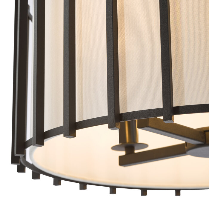 Nara - 4 Light Black Pendant Light - Matt Black and Ivory