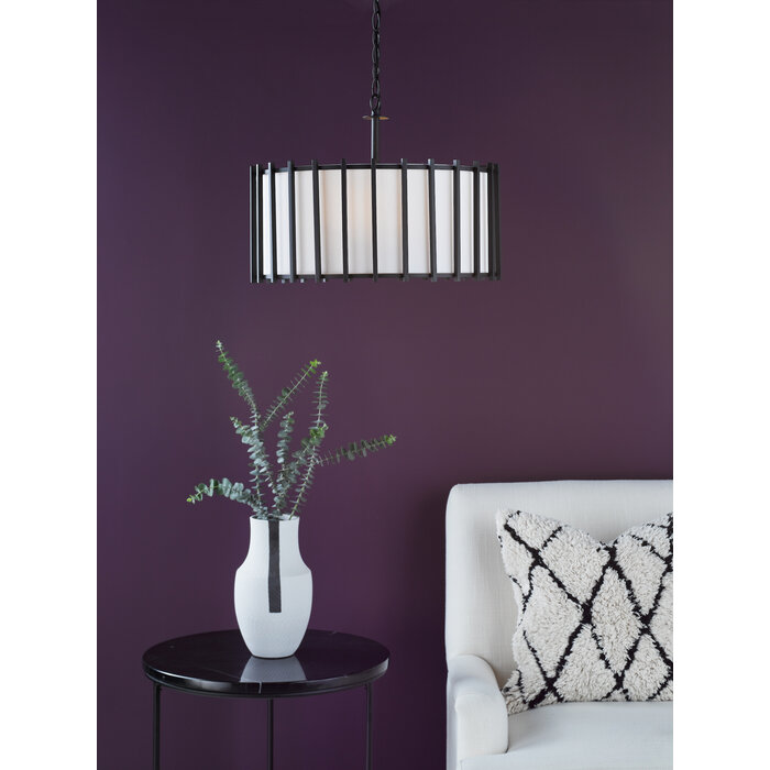 Nara - 4 Light Black Pendant Light - Matt Black and Ivory