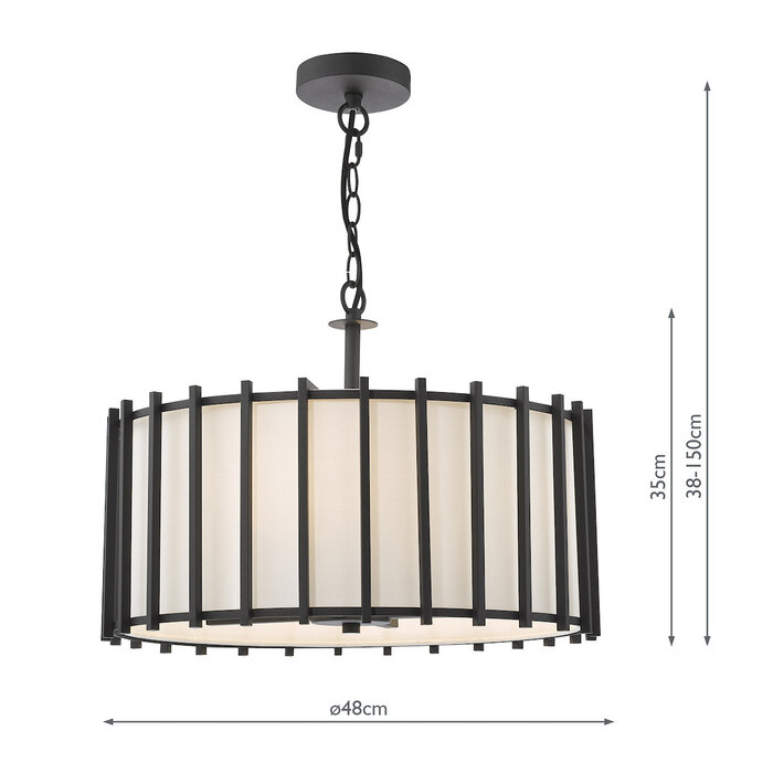 Nara - 4 Light Black Pendant Light - Matt Black and Ivory