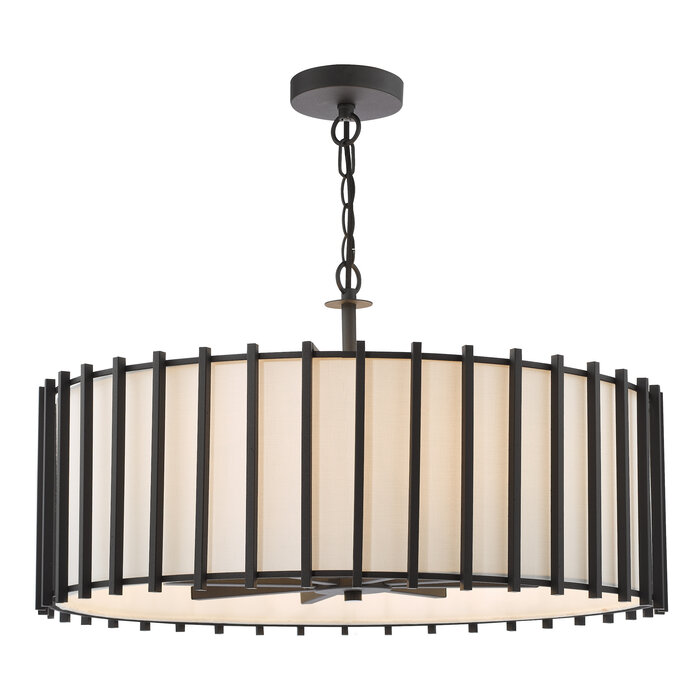 Nara - 8 Light Black Pendant Light - Matt Black and Ivory