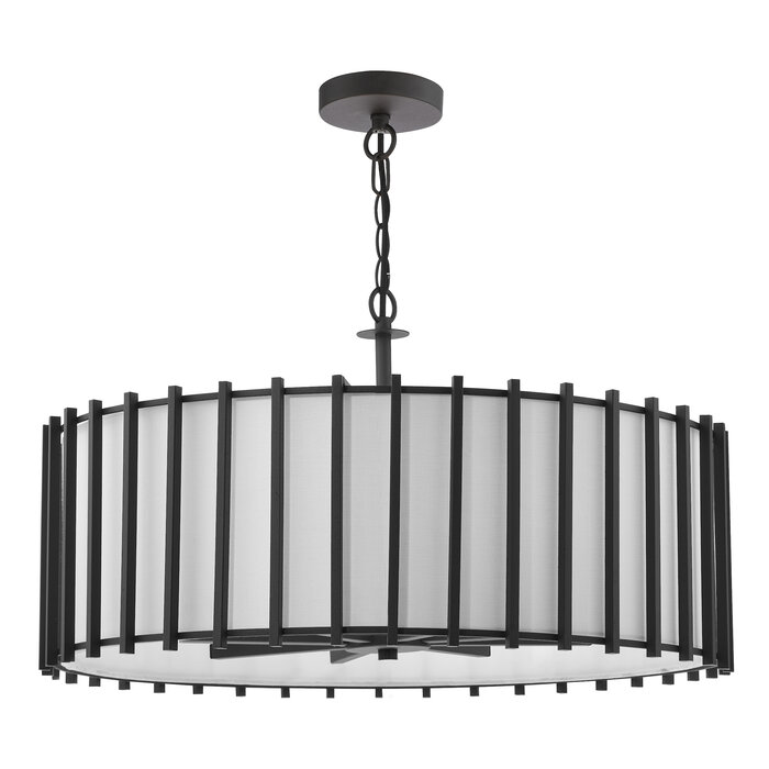 Nara - 8 Light Black Pendant Light - Matt Black and Ivory