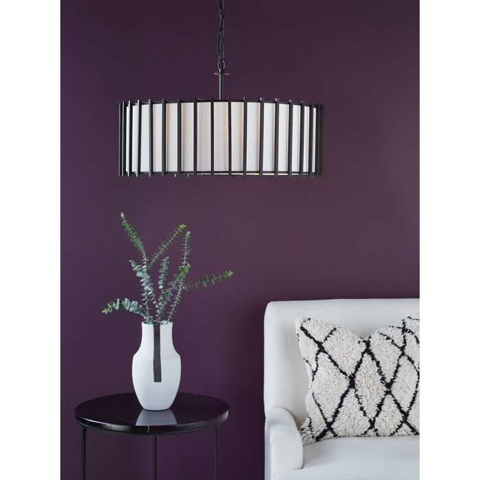 Nara - 8 Light Black Pendant Light - Matt Black and Ivory