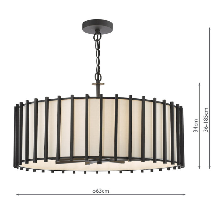 Nara - 8 Light Black Pendant Light - Matt Black and Ivory