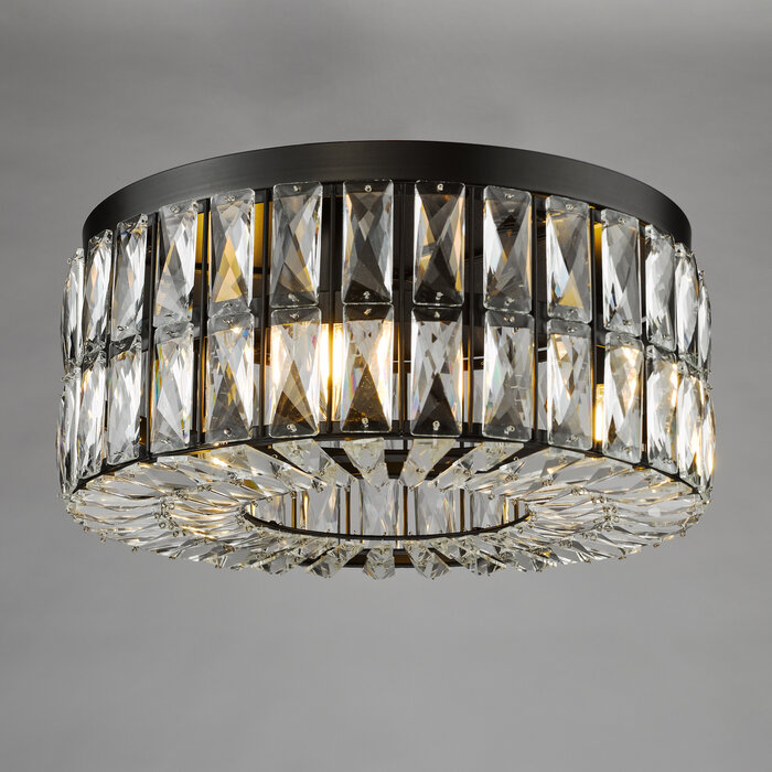 Aurelia – 4 Light Crystal Ceiling Light - Matt Black and Crystal
