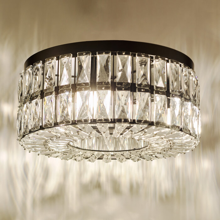Aurelia – 4 Light Crystal Ceiling Light - Matt Black and Crystal