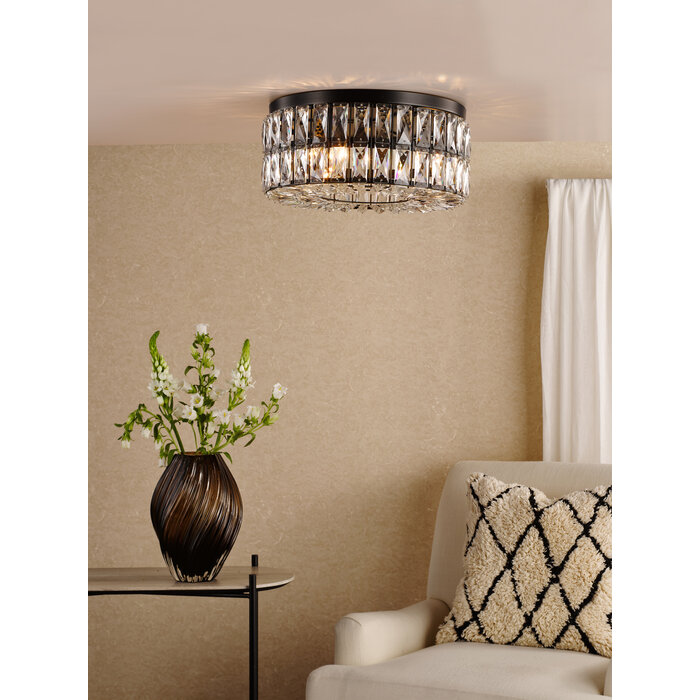 Aurelia – 4 Light Crystal Ceiling Light - Matt Black and Crystal