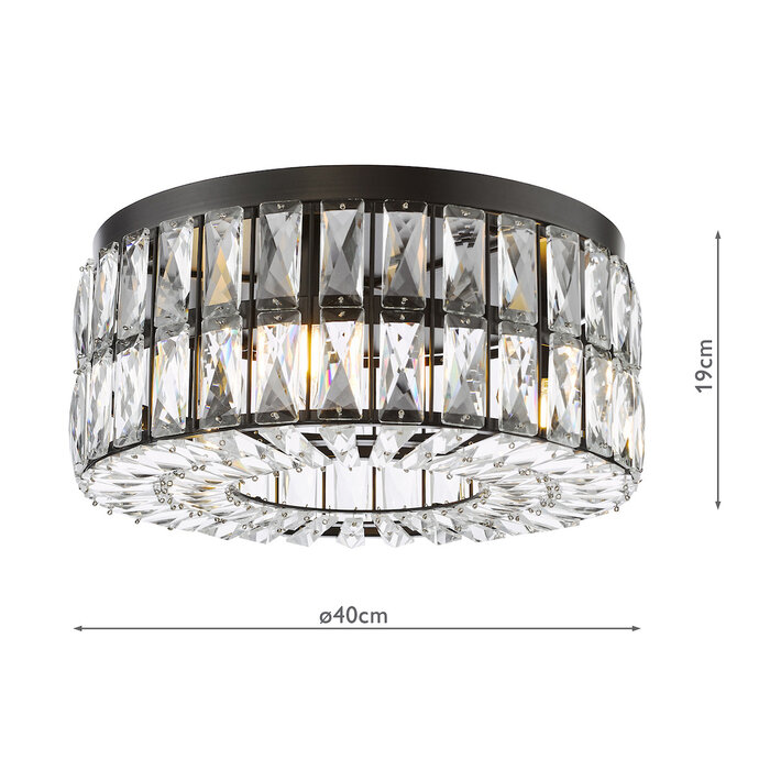 Aurelia – 4 Light Crystal Ceiling Light - Matt Black and Crystal