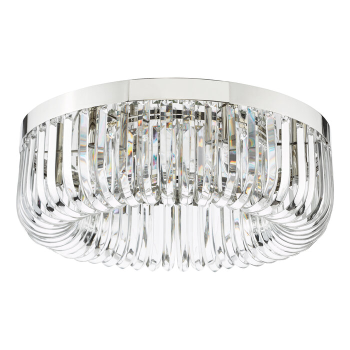 Hikari – 6 Light Crystal Ceiling Light – Polished Nickel and Crystal
