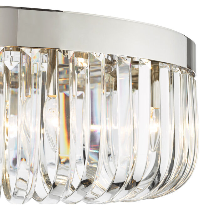 Hikari – 6 Light Crystal Ceiling Light – Polished Nickel and Crystal