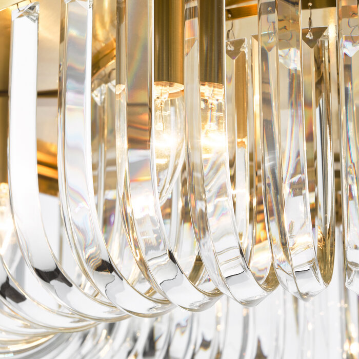 Hikari – 6 Light Crystal Ceiling Light – Satin Gold and Crystal