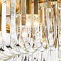 Hikari – 6 Light Crystal Ceiling Light – Satin Gold and Crystal