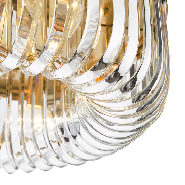 Hikari – 6 Light Crystal Ceiling Light – Satin Gold and Crystal