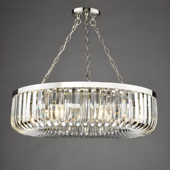 Hikari – 8 Light Crystal Chandelier – Polished Nickel and Crystal