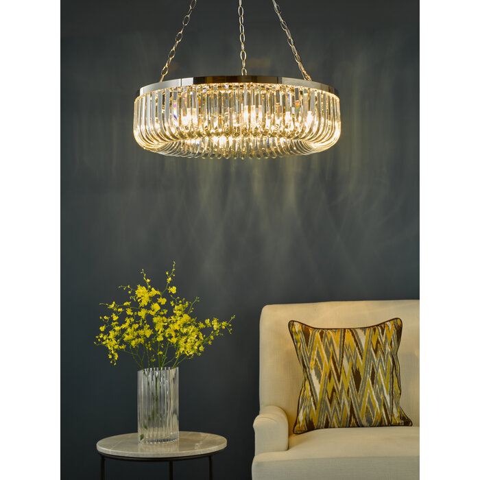 Hikari – 8 Light Crystal Chandelier – Polished Nickel and Crystal