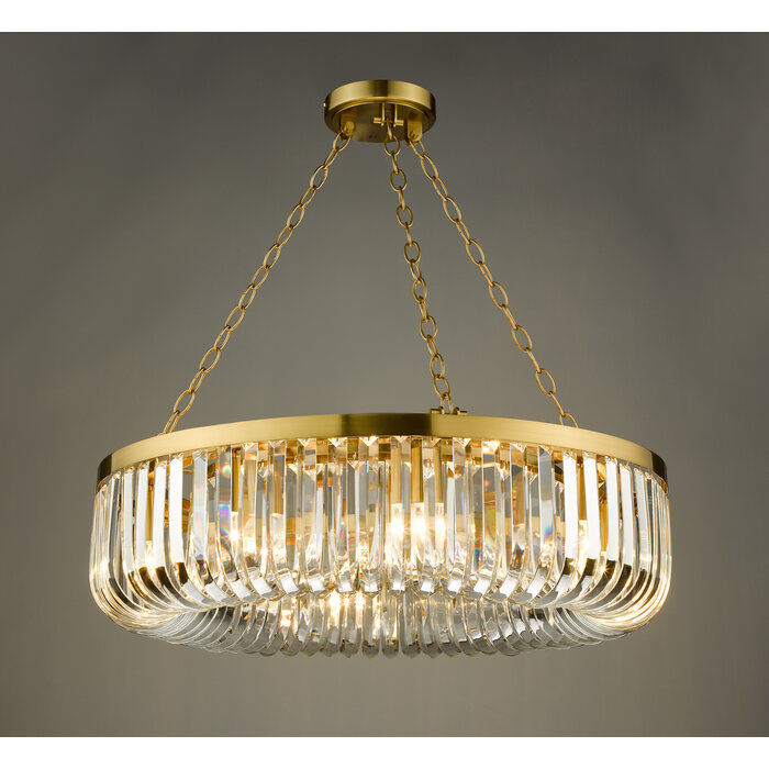 Hikari – 8 Light Crystal Chandelier – Satin Gold and Crystal