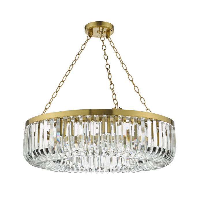 Hikari – 8 Light Crystal Chandelier – Satin Gold and Crystal