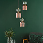 Sakura – 3 Light Ceiling Light – Pink and Green Ribbed Glass