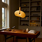 Skov Adjustable Scandi Pendant  - Oak & Green Fabric