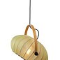 Skov Adjustable Scandi Pendant  - Oak & Green Fabric