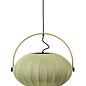 Skov Adjustable Scandi Pendant  - Oak & Green Fabric