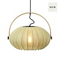 Skov Adjustable Scandi Pendant  - Oak & Green Fabric
