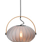 Skov Adjustable Scandi Pendant  - Oak & Stone Grey Fabric