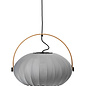 Skov Adjustable Scandi Pendant  - Oak & Stone Grey Fabric