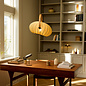 Skov Adjustable Scandi Pendant  - Oak & Stone Grey Fabric