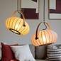 Skov Adjustable Scandi Pendant  - Oak & White Fabric