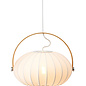 Skov Adjustable Scandi Pendant  - Oak & White Fabric