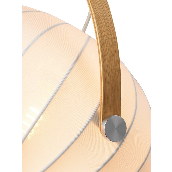 Skov Adjustable Scandi Pendant  - Oak & White Fabric