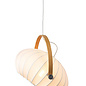 Skov Adjustable Scandi Pendant  - Oak & White Fabric