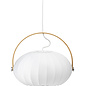 Skov Adjustable Scandi Pendant  - Oak & White Fabric