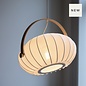 Skov Adjustable Scandi Pendant  - Oak & White Fabric