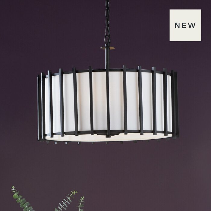 Nara - 4 Light Black Pendant Light - Matt Black and Ivory