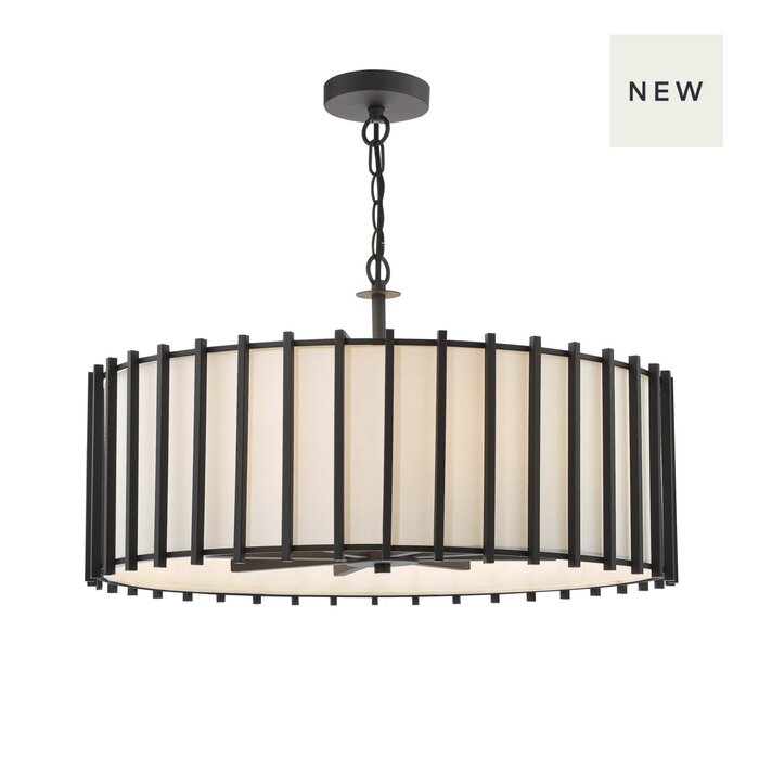 Nara - 8 Light Black Pendant Light - Matt Black and Ivory
