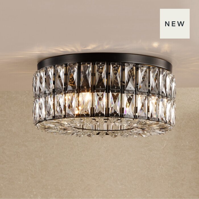Aurelia – 4 Light Crystal Ceiling Light - Matt Black and Crystal